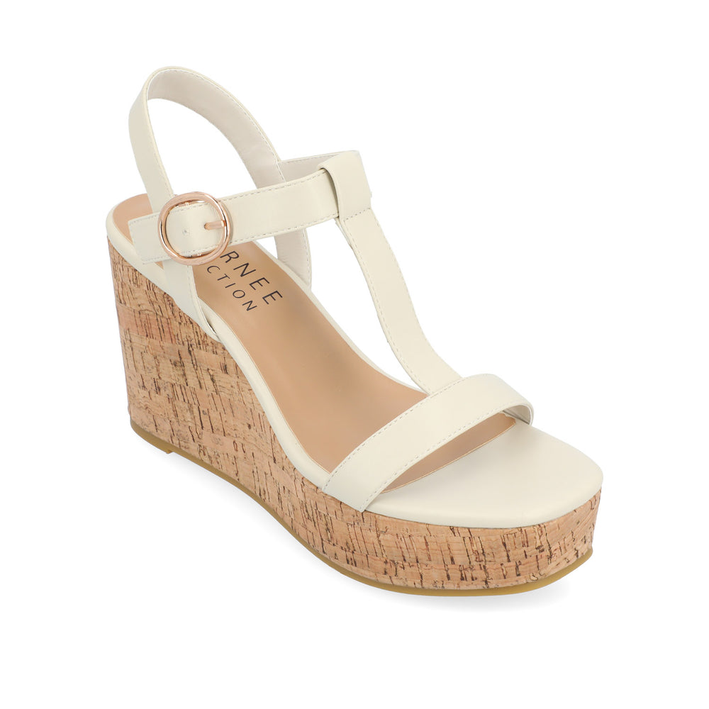 MATILDAA CORK WEDGE HEEL SANDALS IN FAUX LEATHER