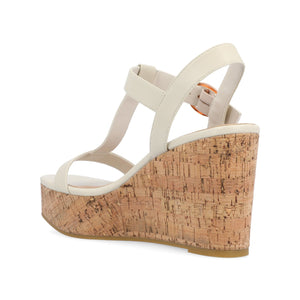 MATILDAA CORK WEDGE HEEL SANDALS IN VEGAN LEATHER - Bone
