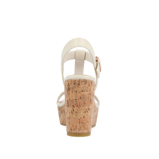 MATILDAA CORK WEDGE HEEL SANDALS IN FAUX LEATHER