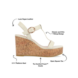 MATILDAA CORK WEDGE HEEL SANDALS IN FAUX LEATHER