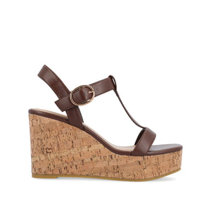 MATILDAA CORK WEDGE HEEL SANDALS IN FAUX LEATHER