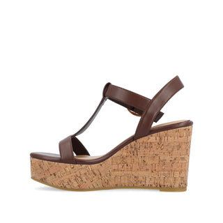 MATILDAA CORK WEDGE HEEL SANDALS IN FAUX LEATHER