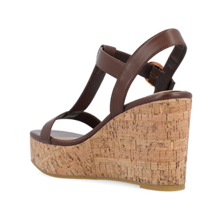 MATILDAA CORK WEDGE HEEL SANDALS IN FAUX LEATHER