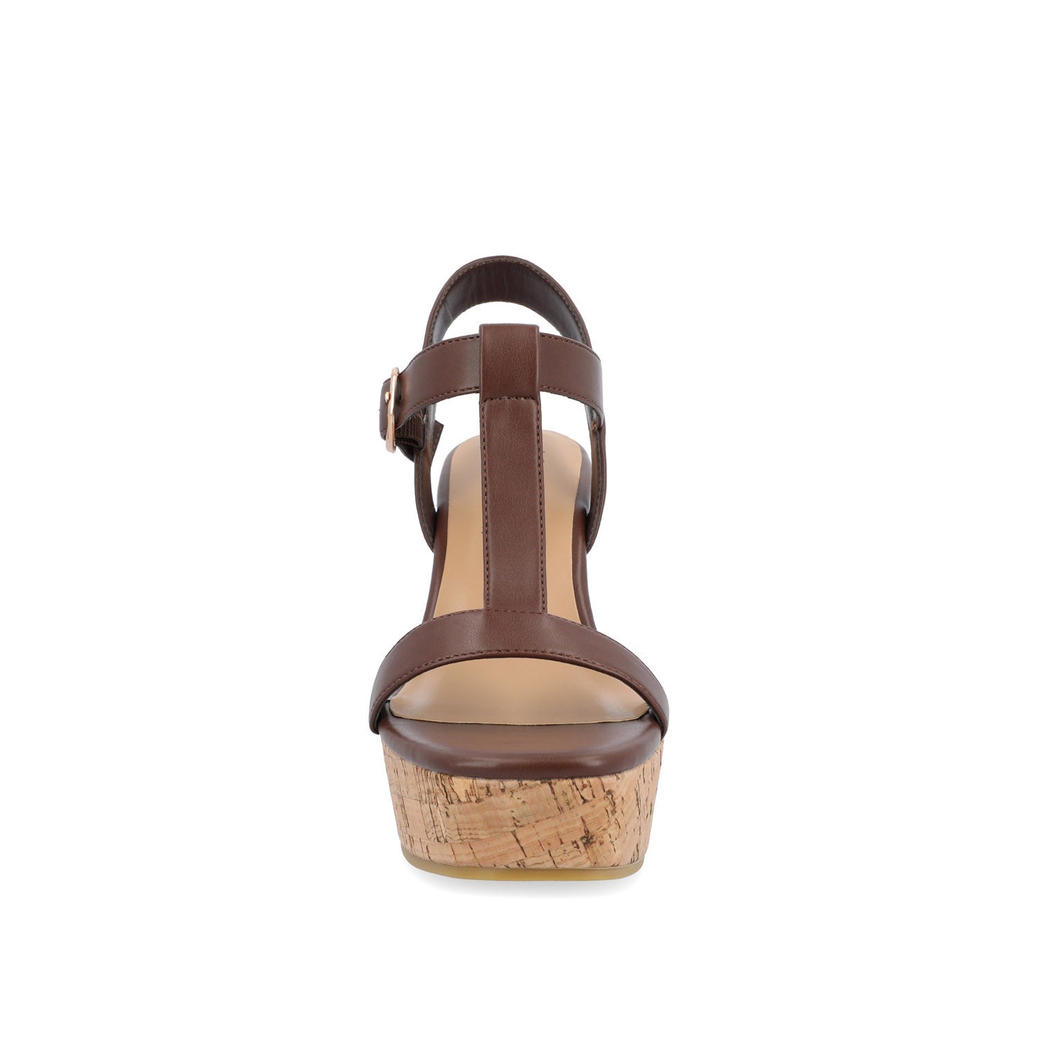 MATILDAA CORK WEDGE HEEL SANDALS IN VEGAN LEATHER - Brown
