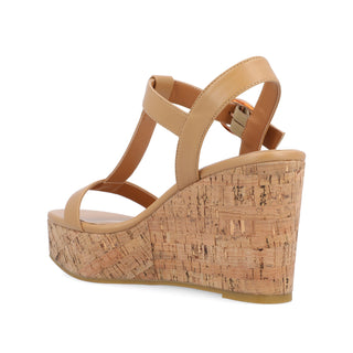 MATILDAA CORK WEDGE HEEL SANDALS IN FAUX LEATHER