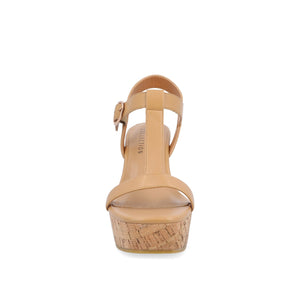 MATILDAA CORK WEDGE HEEL SANDALS IN VEGAN LEATHER - Tan