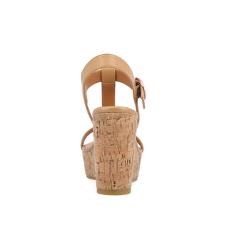 MATILDAA CORK WEDGE HEEL SANDALS IN FAUX LEATHER