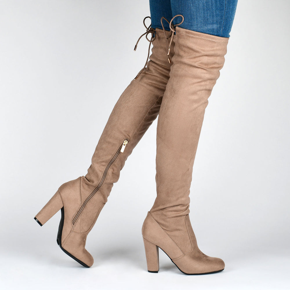 MAYA THIGH HIGH BOOTS IN FAUX SUEDE