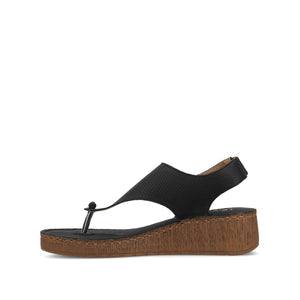 MCKELL WEDGE HEEL SANDALS IN VEGAN LEATHER - Black