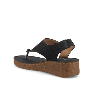 MCKELL WEDGE HEEL SANDALS IN VEGAN LEATHER - Black
