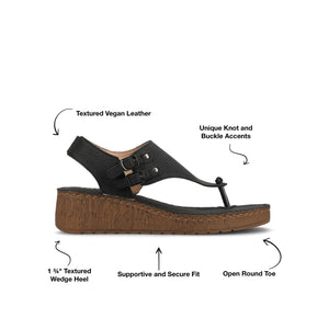 MCKELL WEDGE HEEL SANDALS IN VEGAN LEATHER - Black