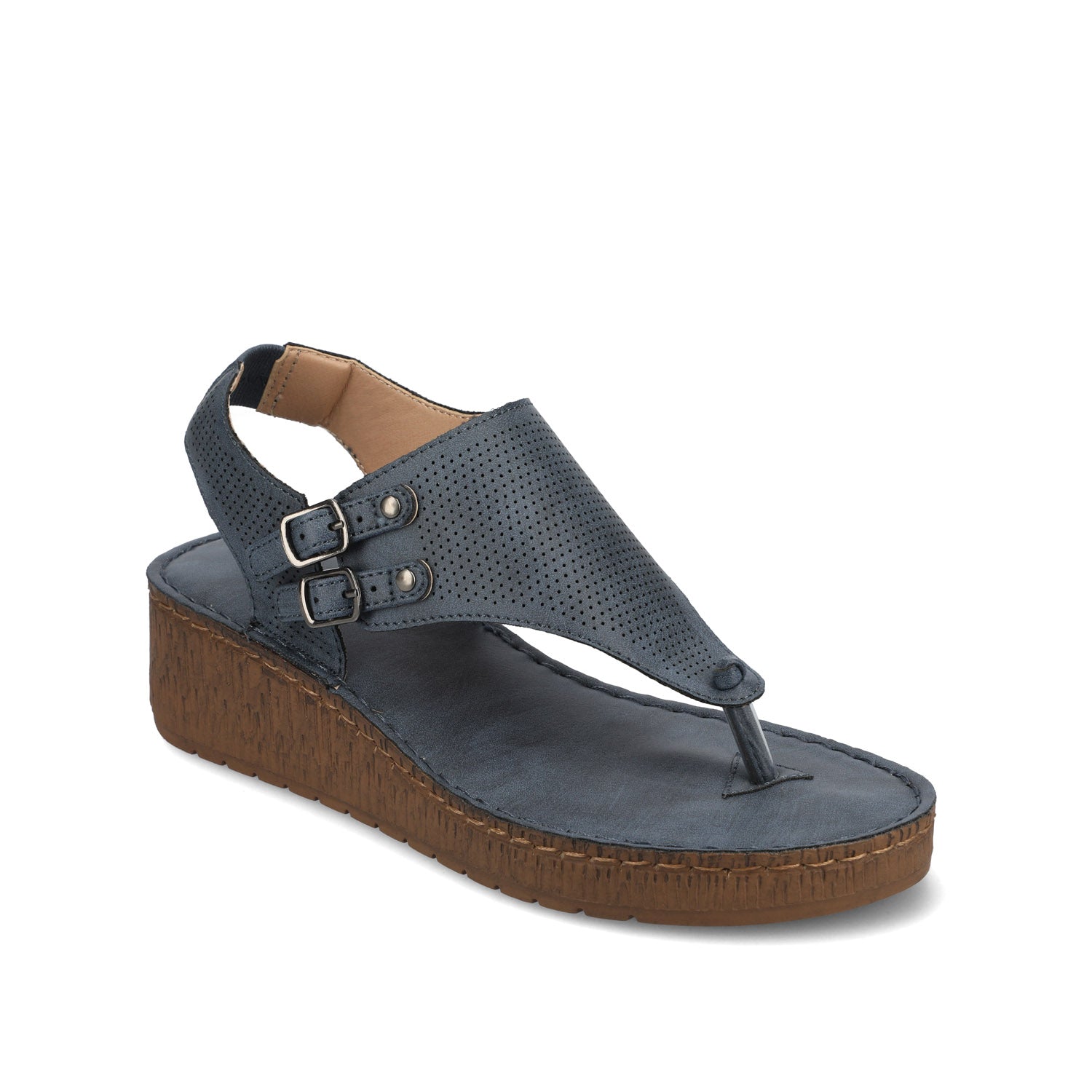 MCKELL WEDGE HEEL SANDALS IN VEGAN LEATHER - Blue