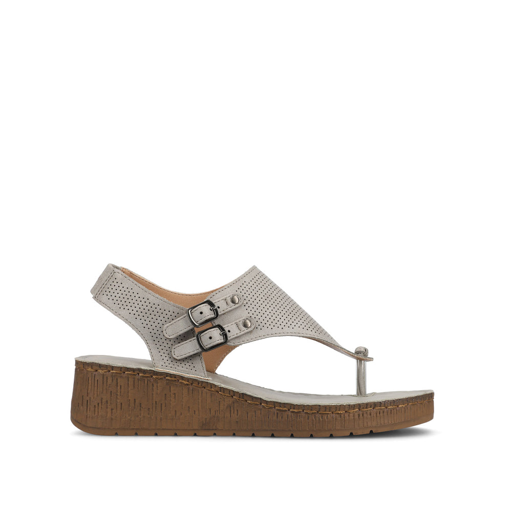 MCKELL WEDGE HEEL SANDALS IN FAUX LEATHER