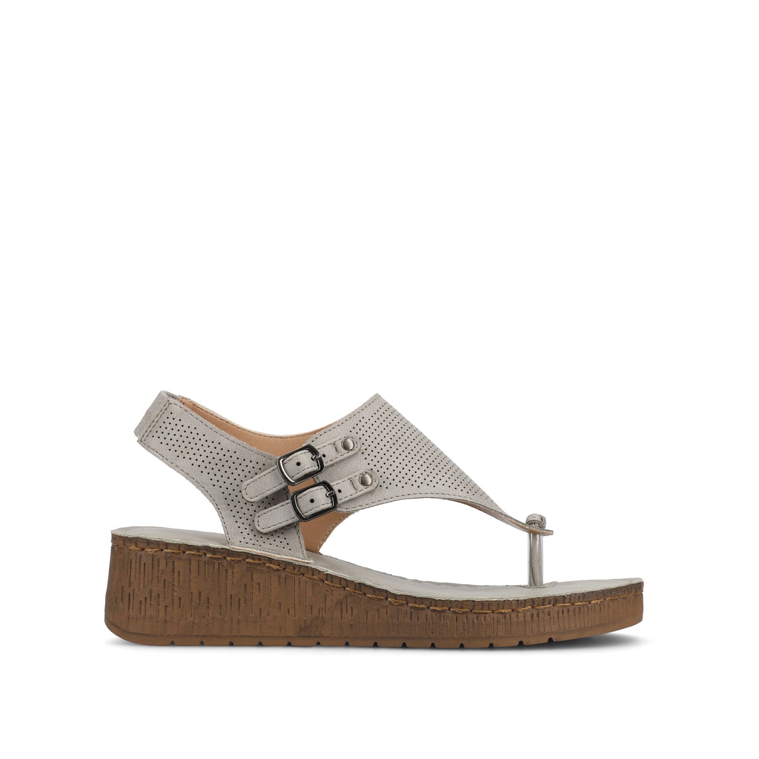 MCKELL WEDGE HEEL SANDALS IN VEGAN LEATHER - Grey