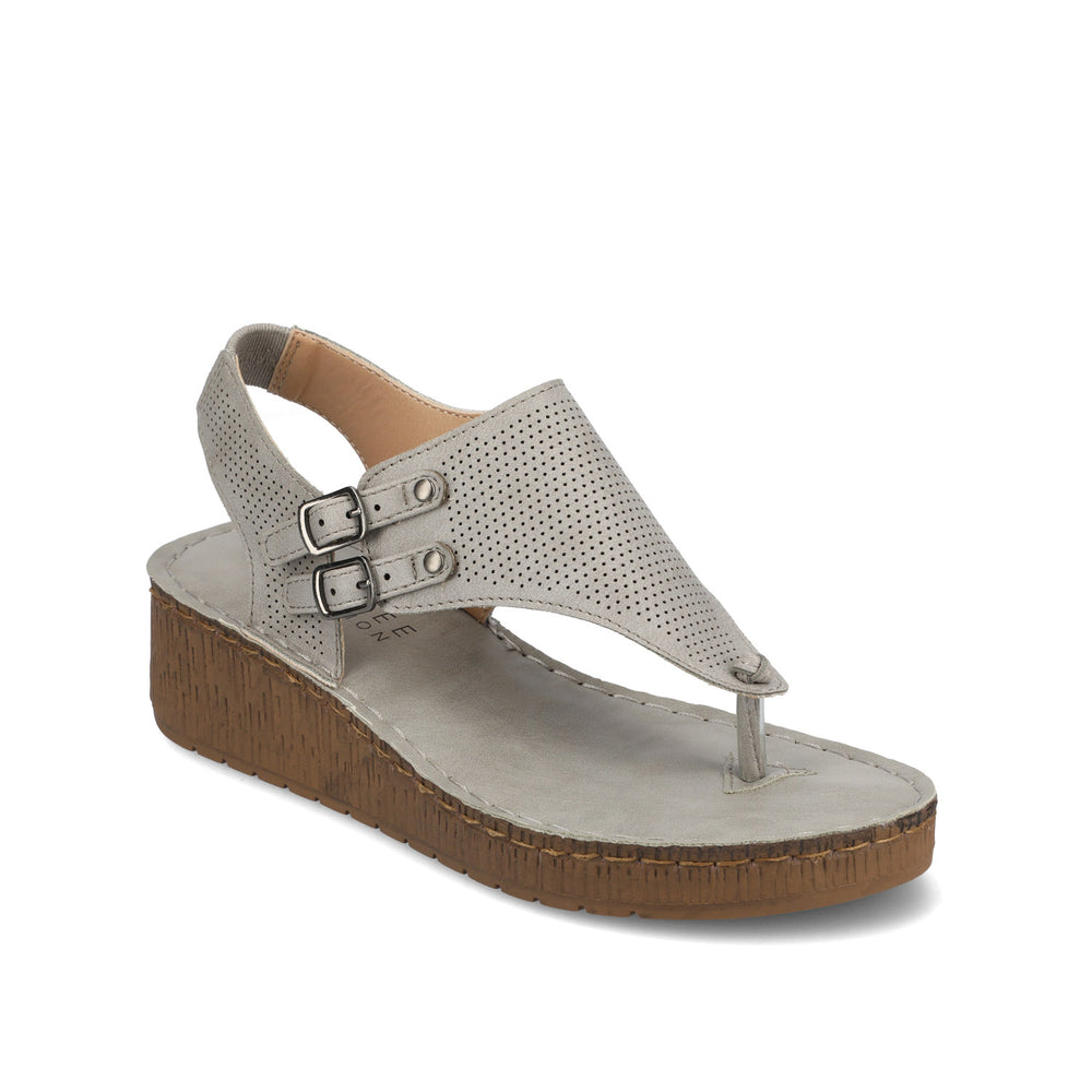 MCKELL WEDGE HEEL SANDALS IN FAUX LEATHER