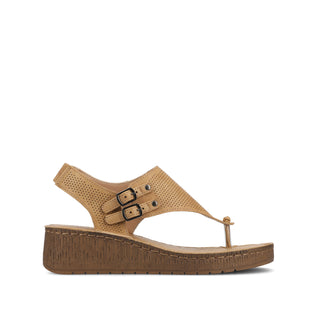 MCKELL WEDGE HEEL SANDALS IN FAUX LEATHER