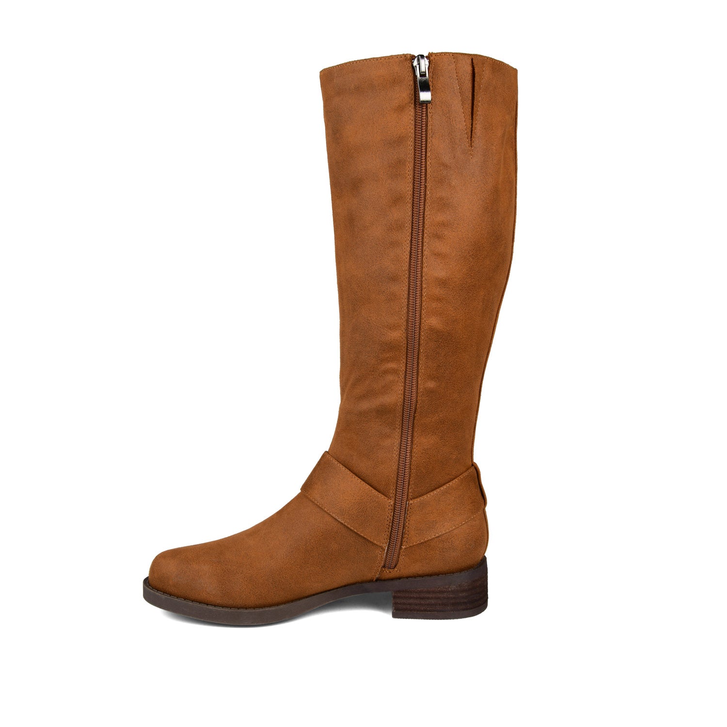 MEG RIDING BOOTS IN WIDE CALF - Cognac PU