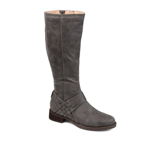 MEG RIDING BOOTS IN WIDE CALF - Grey PU