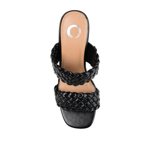 MELISSA MULE BLOCK HEELS IN FAUX LEATHER