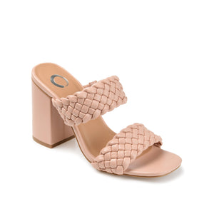 MELISSA MULE BLOCK HEELS IN WIDE - Blush