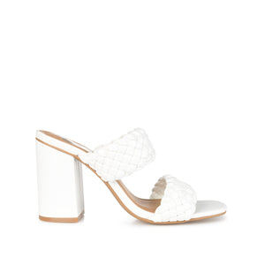 MELISSA MULE BLOCK HEELS IN VEGAN LEATHER - White