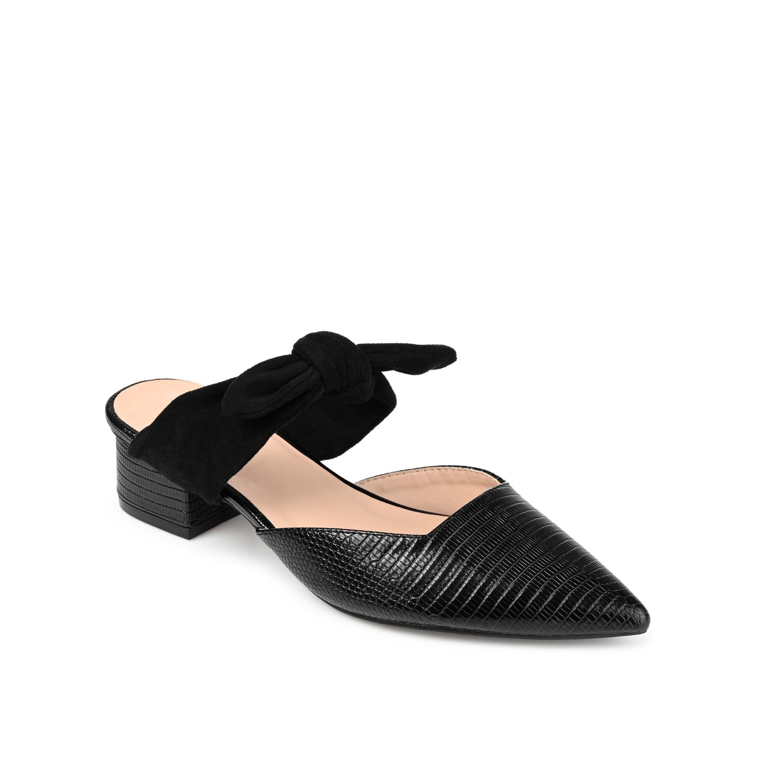 MELORA LOW BLOCK HEELS IN VEGAN LEATHER - Black