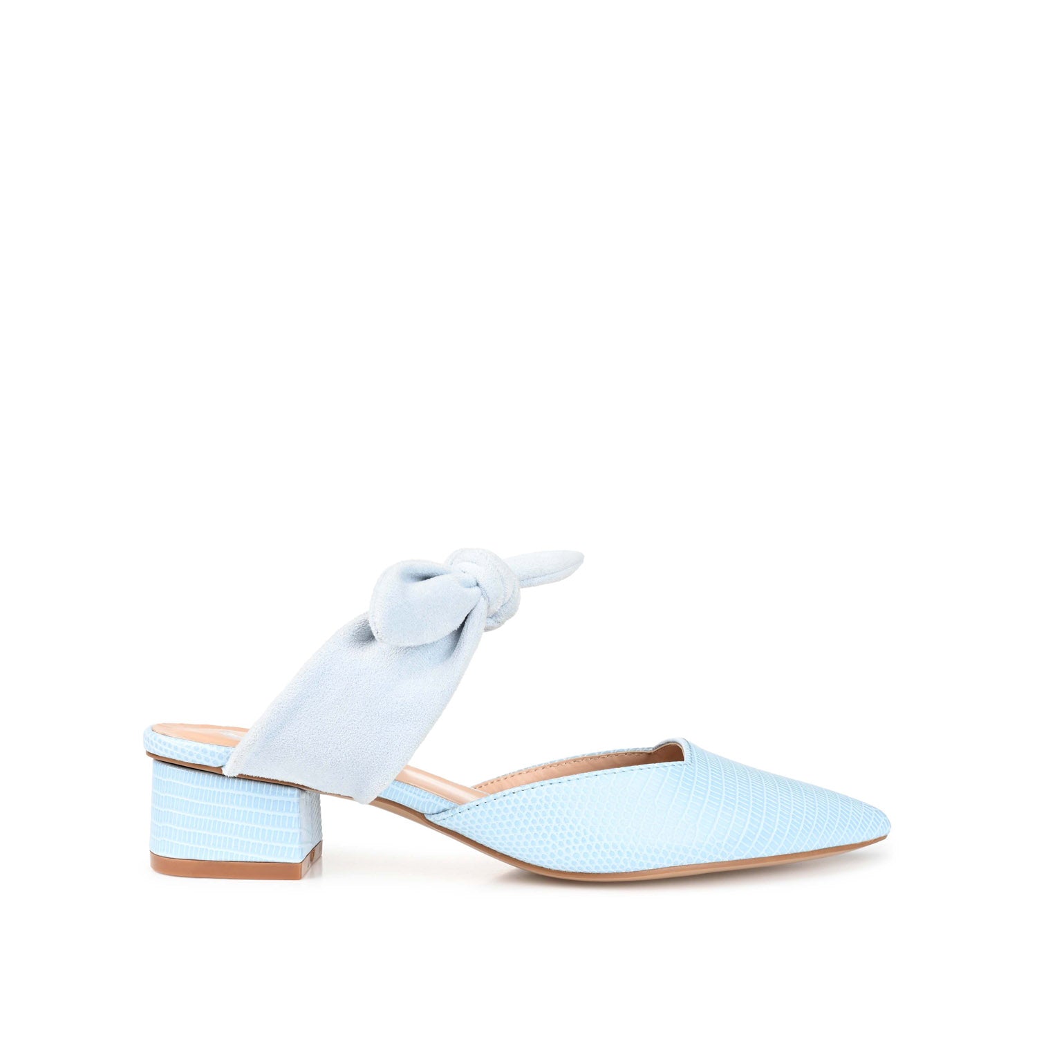 MELORA LOW BLOCK HEELS IN VEGAN LEATHER - Blue