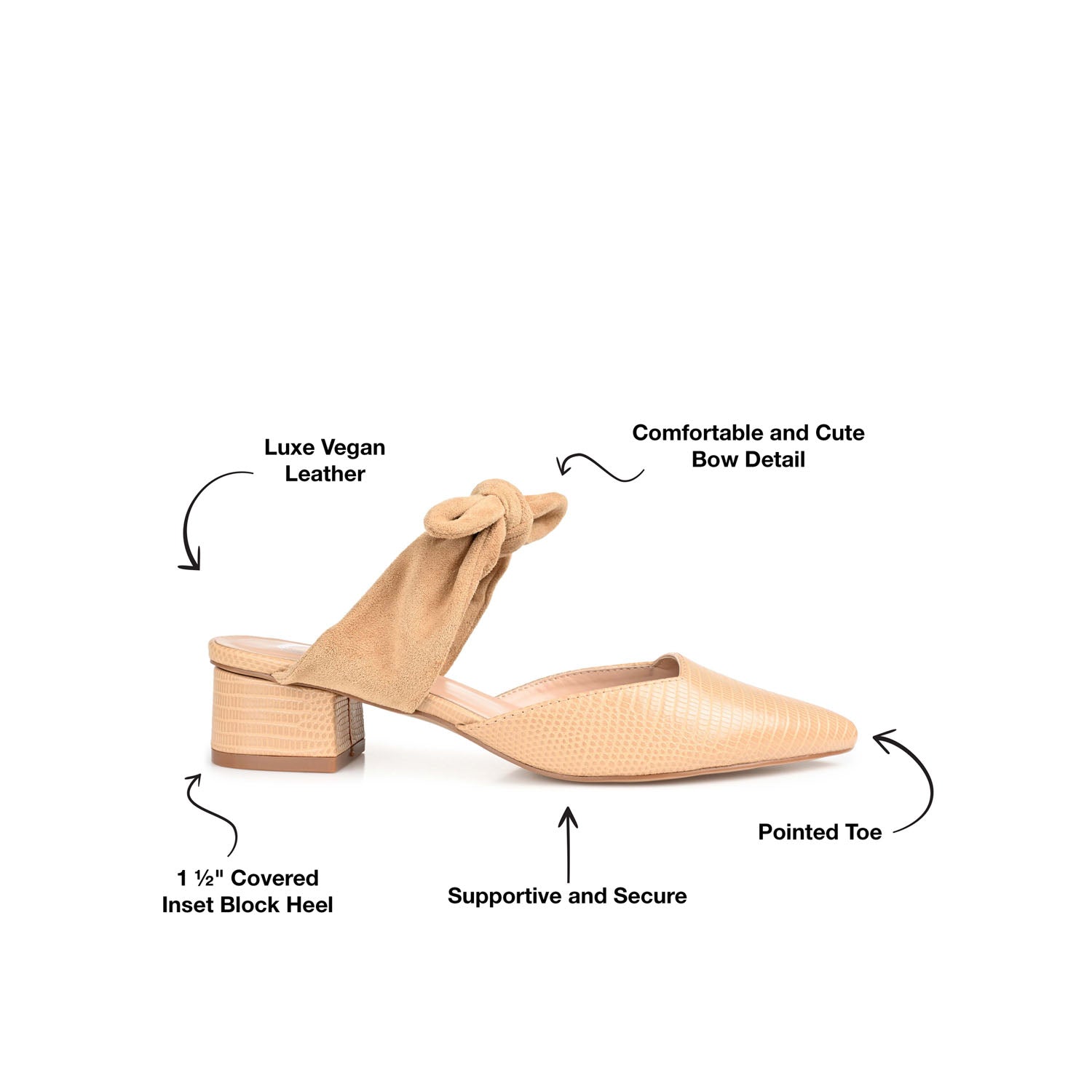 MELORA LOW BLOCK HEELS IN FAUX LEATHER
