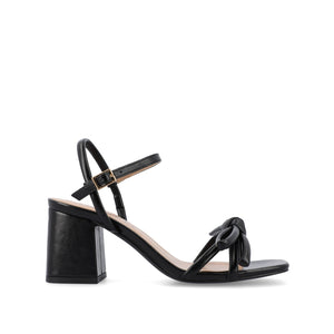 MERYL STRAPPY BLOCK HEELS IN FABRIC - Black