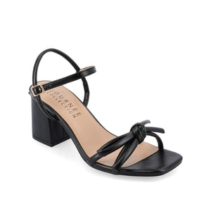 MERYL STRAPPY BLOCK HEELS IN FABRIC - Black