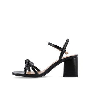 MERYL STRAPPY BLOCK HEELS IN FABRIC - Black