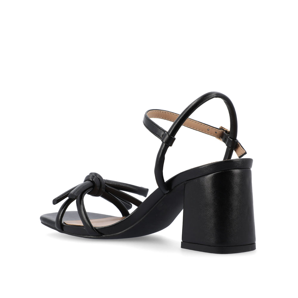 MERYL STRAPPY BLOCK HEELS IN FABRIC