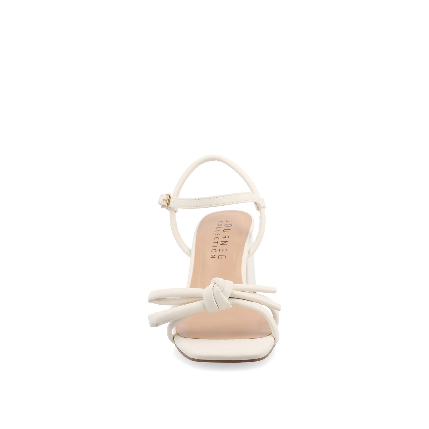 MERYL STRAPPY BLOCK HEELS IN FABRIC - Bone