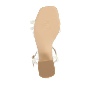 MERYL STRAPPY BLOCK HEELS IN FABRIC - Bone