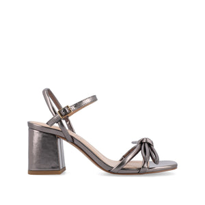 MERYL STRAPPY BLOCK HEELS IN FABRIC - Charcoal Pewter PU