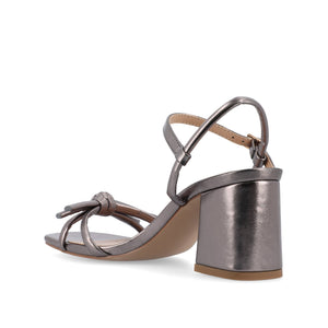 MERYL STRAPPY BLOCK HEELS IN FABRIC - Charcoal Pewter PU