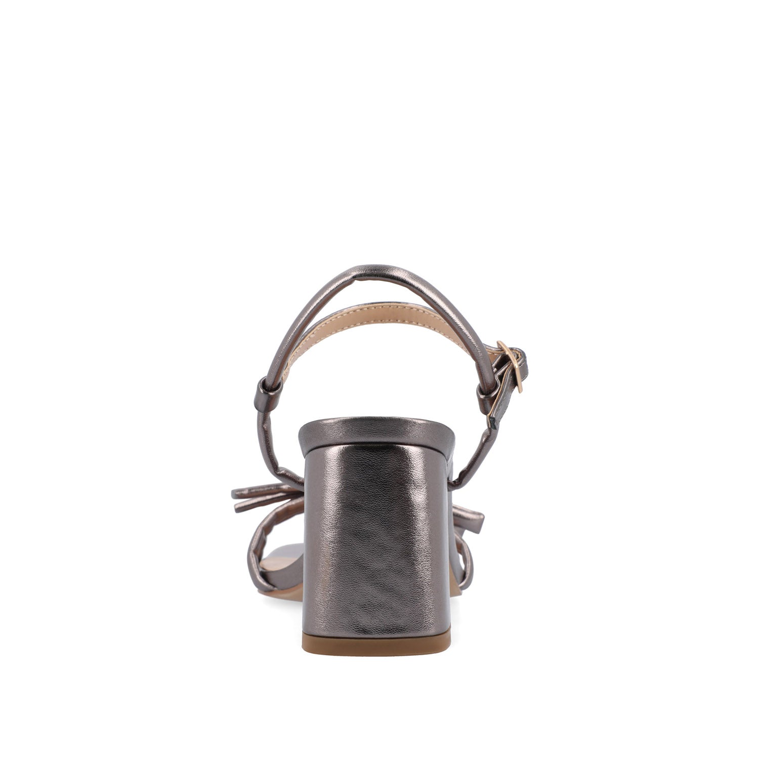 MERYL STRAPPY BLOCK HEELS IN FABRIC - Charcoal Pewter PU