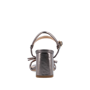 MERYL STRAPPY BLOCK HEELS IN FABRIC - Charcoal Pewter PU