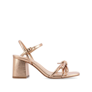 MERYL STRAPPY BLOCK HEELS IN FABRIC - Rose Gold PU