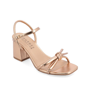 MERYL STRAPPY BLOCK HEELS IN FABRIC - Rose Gold PU