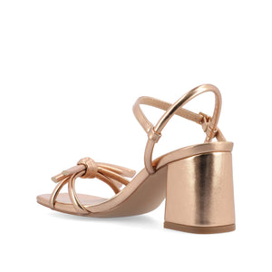 MERYL STRAPPY BLOCK HEELS IN FABRIC - Rose Gold PU