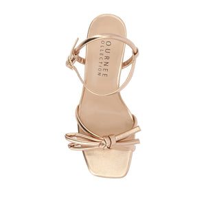 MERYL STRAPPY BLOCK HEELS IN FABRIC - Rose Gold PU