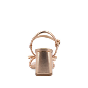 MERYL STRAPPY BLOCK HEELS IN FABRIC - Rose Gold PU