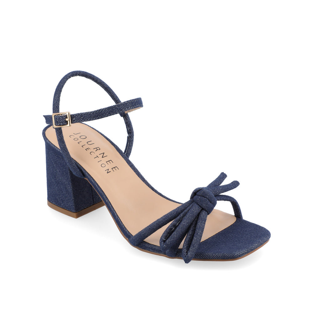 MERYL STRAPPY BLOCK HEELS IN FABRIC