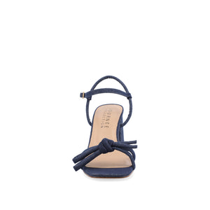 MERYL STRAPPY BLOCK HEELS IN FABRIC - Dark Denim