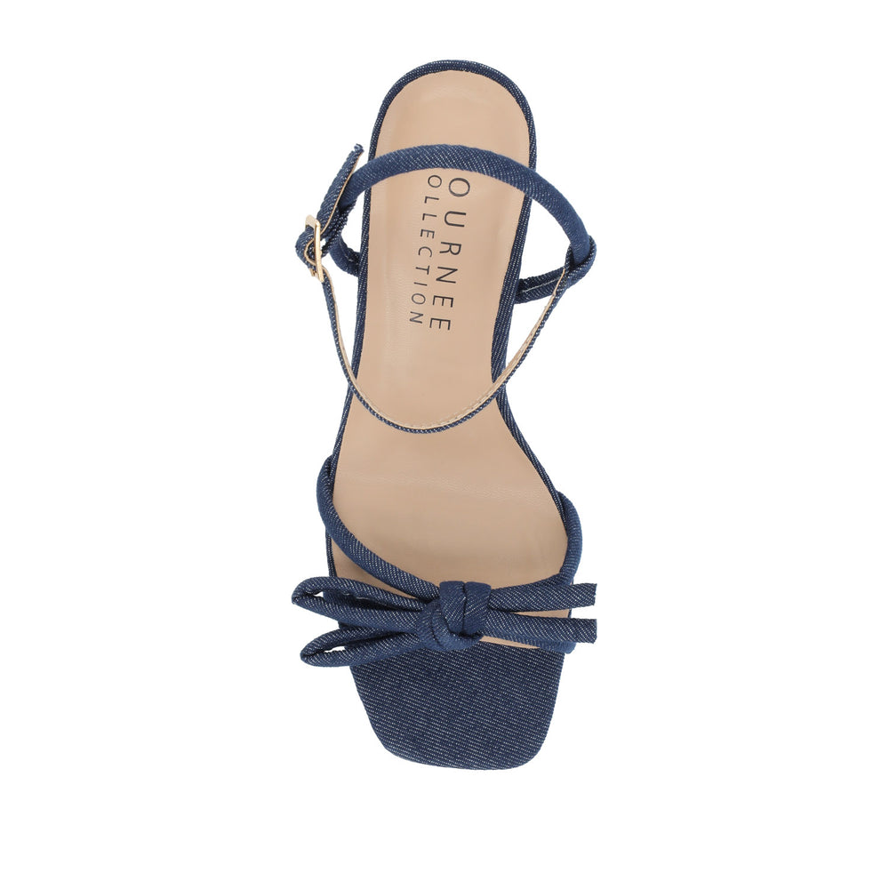 MERYL STRAPPY BLOCK HEELS IN FABRIC