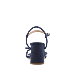 MERYL STRAPPY BLOCK HEELS IN FABRIC - Dark Denim