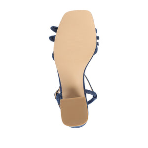 MERYL STRAPPY BLOCK HEELS IN FABRIC - Dark Denim