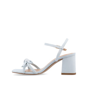 MERYL STRAPPY BLOCK HEELS IN FABRIC - Light Denim