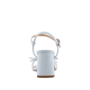 MERYL STRAPPY BLOCK HEELS IN FABRIC - Light Denim